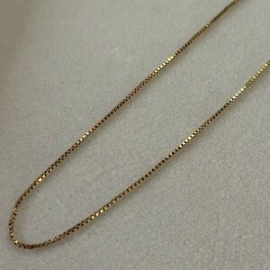 14k Solid Gold Box Chain Necklace 585 Italy Yellow Gold 16.25” Unisex Chain